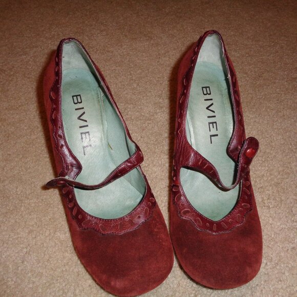 Beviel Anthropologie Mary Jane's Retro Heels Leather Size 8 1/2 - Picture 2 of 7
